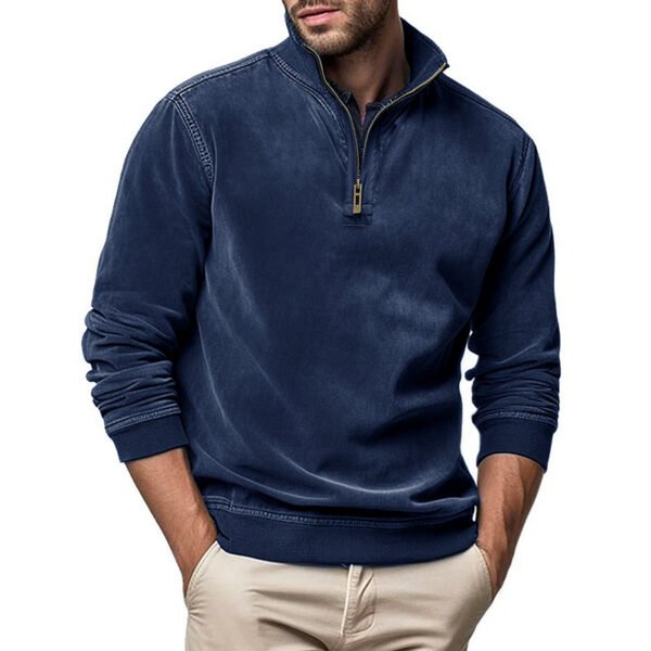 Men's Long-sleeved Zipped Stand Collar Sweater