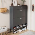 Shoe Cabinet , Shoe Storage Shelves, Grey