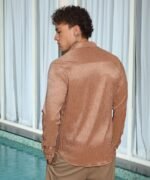 Men Regular Fit Self Design Spread Collar Casual Shirt - Image 3