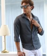 Men Regular Fit Self Design Spread Collar Casual Shirt - Image 5