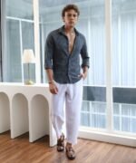 Men Regular Fit Self Design Spread Collar Casual Shirt - Image 4