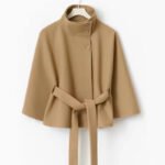 Winter High Neck Batwing Sleeve Coat With Belt Fashion Loose Elegant Button Top Trench Coat For Women Clothing - Image 8