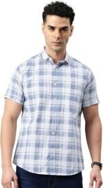 Majestic Man Men Slim Fit Pure Cotton Checkred Half Sleeve Casual Shirt