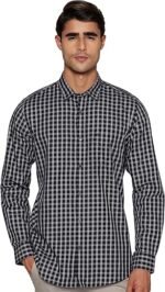 Peter England Men's Slim Fit Full Sleeve Checkered Casual Shirt | 100% Cotton | Premium Twill Weave